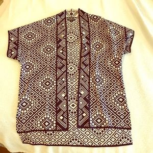 LUCKY BRAND Navy Blue Short Sleeve Cardigan